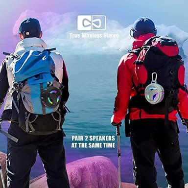 EBODA Bluetooth Shower Speaker, Portable Bluetooth Speakers, IP67 Waterproof Wireless Speaker with LED Light, Floating, 2000mAh, True Wireless Stereo for Kayak, Beach, Gifts for unisex -Black - Image 8