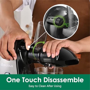 Slow Masticating Juicer,Brecious Cold Press Juicers with 2 Speed Modes & Quiet Motor,Juicers Machines Vegetable and Fruit with Reverse Function,Celery Juicer,BPA-Free,Easy to Clean (Silver) - Image 5
