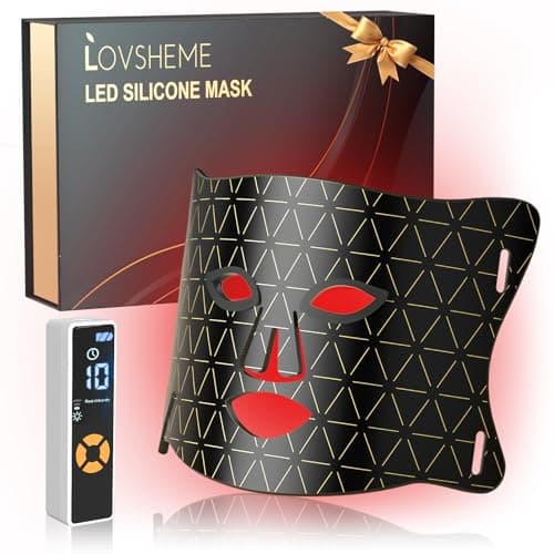 Lovsheme LED Face Mask Light Therapy - Professional Grade Skincare at Home – Red Light Therapy for Face for Acne, Wrinkles, Skin Rejuvenation – 3 Light Modes - Remote Control - includes Eye Protection - Image 1