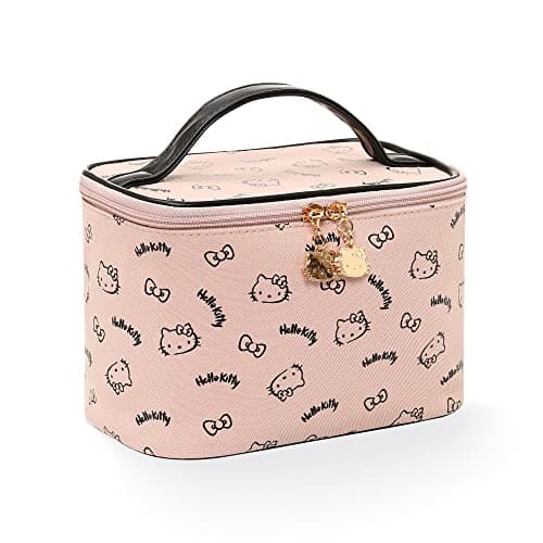 AmBealla Make up Bag Large Travel Cosmetic Bags Organizer with Brush Holder for Girl, Lightweight Cotton Toiletry Bag with Zipper for Women, Portable Makeup Case for Airplane/Home/Gym - Pink - Image 1