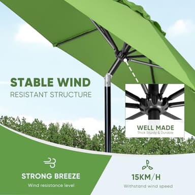 Tempera 10ft Patio Market Outdoor Table Umbrella with Push Button Tilt and Crank,Large Sun Umbrella with Sturdy Pole&Fade Resistant Canopy,Easy to Set,Green - Image 5