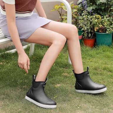 CKWLXQY Women's Deck Boots, Waterproof Ankle Rain Boots with Anti-Slip Traction, Rubber Garden & Fishing Boots for Boating, Camping, Farming & Outdoor Work - Image 5