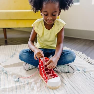 Melissa & Doug Deluxe Wood Lacing Sneaker - Learn to Tie a Shoe Educational Toy - Image 5