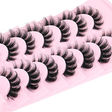 Mink Lashes Fluffy Wispy Lashes Natural Look 3D False Eyelashes D Curl Russian Strip Lashes 7 Pairs Short Fake Eyelash Pack by EYDEVRO - Image 6