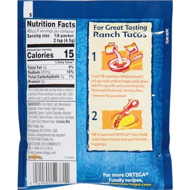 Ortega Seasoning Mix, Ranch Taco Seasoning, 1 Ounce (Pack of 12) - Image 2