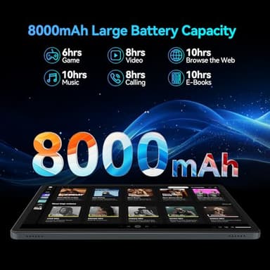 Android 14 Tablet 2025 Latest 11 Inch Tablets, 128GB+16(8+8 Expand)GB/512GB Expandable, Dual 4G Cellular with Octa-Core Processor, 2 in 1 Tablet with Keyboard, 21MP Camera/8000mAh Battery/GPS/5G WiFi - Image 5