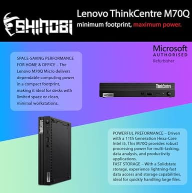 Lenovo ThinkCentre M70Q Gen 2 Mini PC | Intel Core i5-11500T | 32GB RAM | 1TB NVME | Wi-Fi+ BT | Windows 11 Pro | Mini Desktop Computer (Renewed) (32GB RAM + 1TB NVME) - Image 2