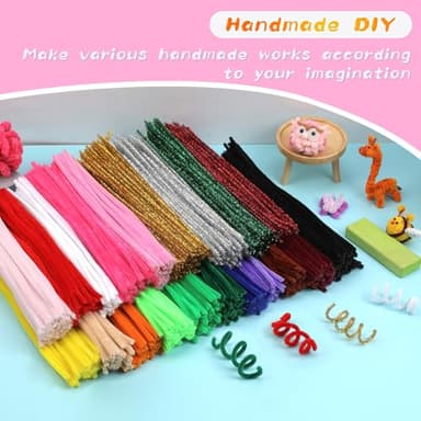 ZXIIXZ 100Pcs Pipe Cleaners, Pipe Cleaners Craft, Creative Craft Pipe Cleaners for Flower Making, Chenille Stems Crafting Pipe Cleaners Flowers, Craft Supplies for Home Festivals DIY/Yellow - Image 7