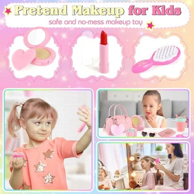 Play Purse for Little Girls Toddler, 35PCS Toddler Purse with Pretend Makeup for Kids, Girl Toys Princess Toy Includes Handbag, Phone, Kids Toy Purse Christmas Birthday Gift for Girls 3 4 5 6 7 8+ - Image 6