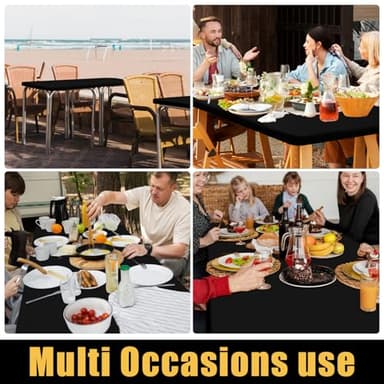 Smiry Rectangle Picnic Table Cloth, Waterproof Elastic Fitted Tablecloths for 4 Foot Tables, Washable Polyester Table Cover for Camping, Indoor and Outdoor (Black, 24"x48") - Image 6