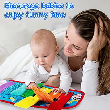 Inbeby Tummy Time/Baby Mirror Toys, Black and White High Contrast Tabletop Mount Baby Newborn Toys 0 3 6 Months Brain Development, Sensory Texture Piano Infant Toys 0 3 6 Months with Squeaker - Image 9