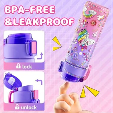 Gifts for Girls 4-12, Decorate Your Own Water Bottle Kits for Girls, Unicorn Diamond Painting Toys & Friendship Bracelet Kit, Fun Arts Crafts for Kids Ages 4-6-8-10, Birthday Gifts Toys for Kids - Image 5