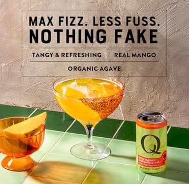 Q SPICY MANGO MARGARITA MIX with Real Key Limes, Mangos & Organic Agave - Ideal for Cocktails & Mocktails - Real Ingredients, Perfectly Balanced - 90 Calories per Serving - 7.5 Fl Oz Cans (Pack of 24) - Image 6
