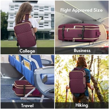 MOMUVO Large Travel Backpack Women, Flight Approved Carry On Backpack, Water Resistant Anti-Theft Large Casual Daypack Fit 17 Inch Laptop with USB Charging Port, Dark Purple - Image 7