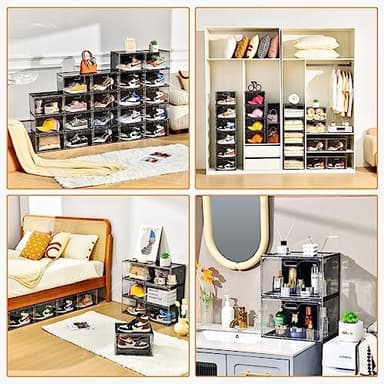 New 8 Pack Shoe Boxes Stackable, Large Shoe Storage Organizer with Lids,Drop Side Shoe Containers for Entryway,Sneaker Storage Fit up to US Size 13 for Men/Women(13’’x 10.6”x 8.3” - Image 4