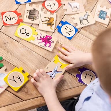 Melissa & Doug Self-Correcting Alphabet Wooden Puzzles with Storage Box (52 pcs) ABC Puzzles, Wooden Alphabet Puzzle for Kids Ages 4+ - Image 8