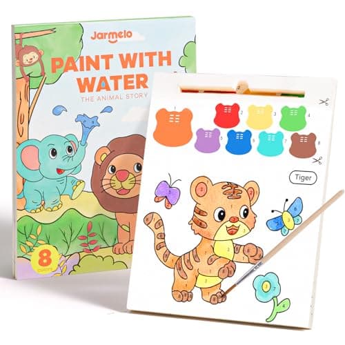 Jar Melo Paint with Water Books for Toddlers, Mess Free Watercolor Painting Activity for Kids Ages 1-3, 2-4, 4-6, Art Craft Coloring Gift with Brush, Airplane Travel Activities for Toddlers, Animals - Image 1