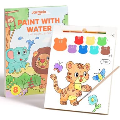 Jar Melo Paint with Water Books for Toddlers, Mess Free Watercolor Painting Activity for Kids Ages 1-3, 2-4, 4-6, Art Craft Coloring Gift with Brush, Airplane Travel Activities for Toddlers, Animals - Image 1