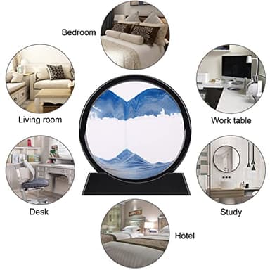 XINBAOHONG Moving Sand Art Picture,Liquid Motion 3D Deep Sea Sandscape in Motion Display Flowing Sand Frame Relaxing Desktop Home Office Work Decor（10 inch） (Blue) - Image 3
