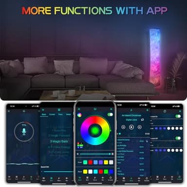 Torchlet Floor Lamp, RGB Floor Lamp with 16 Million DIY Colors and Scene Modes, Music Sync and White Fabric Shade with App/Remote Control, Standing Lamp for Living/Game Room Bedroom - Image 5