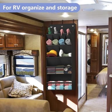 FENTEC 1 Pack Over-the-Door-Shoe-Organizers, Hanging Shoe Organizer with Large Pocket Shoe Holder Hanging Shoe Rack for Closet Shoe Organizer for Wall, Over Door Organizer with 15 Pockets Black - Image 6