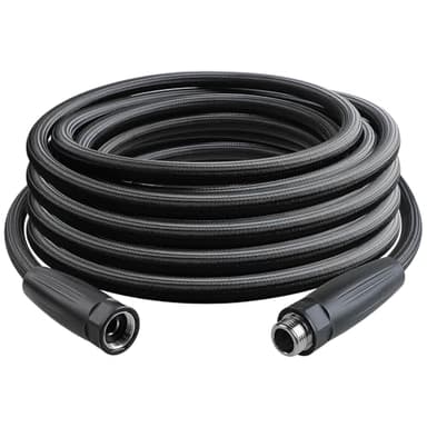 HQMPC Garden Hose 5/8"IDx30' Hose Stiff And Rigid Light Weight Durable Non Kinking Water Hose Female Brass Hose Fittings 30 FEET Black - Image 1