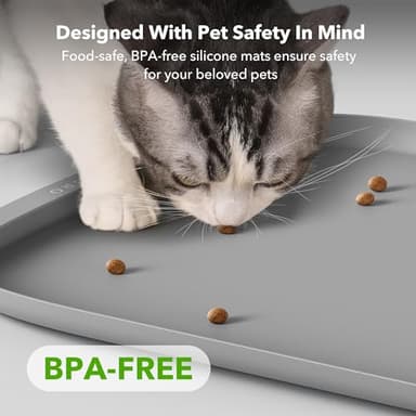 PETLIBRO Dog Food Mat, Safety Silicone Cat Food Mat for Feeder & Fountain, Waterproof Dog Bowl Mat, Raised Edge Spill Protection Floor, Cove Feeding Mat for AF005, AF103 Single Tray, 17.7"x12" - Image 7