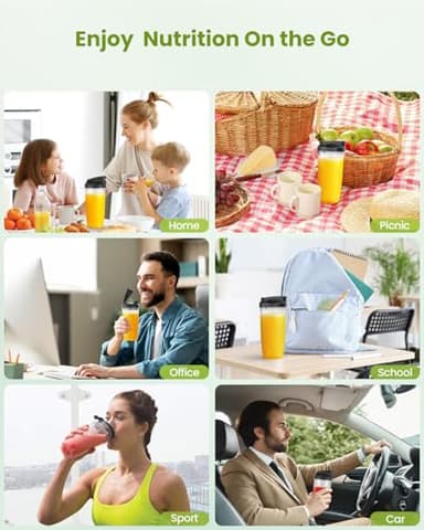 Lampick Blender for Smoothie, 900W Personal Blender for Shakes and Smoothies with 2 * 22oz BPA Free Portable Cups, Small Juicer for Protein Shake, Baby Food, Frozen Drink - Image 7