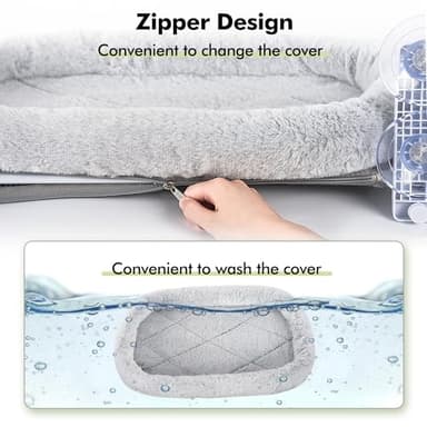 AMOSIJOY Cordless Cat Window Perch, Cat Hammock for Wall with 4 Strong Suction Cups, Solid Metal Frame and Two Replaceable Covers, Foldable Cat Beds for Indoor Cats (Large-Cushion Bed-Gray) - Image 3