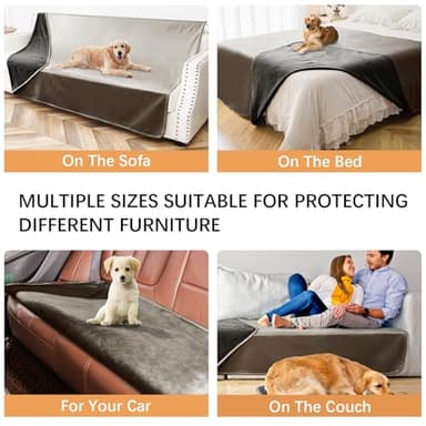 Tuffeel Waterproof Blanket for Bed Protection, Washable Dog Blankets for Couch, Soft Reversible Pet Throw Furniture Protector Cover for Sofa-82"x108",Light Brown+Dark Brown - Image 3