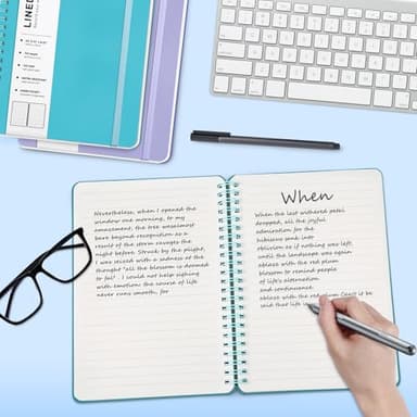 Light Blue Lined Spiral Journal Notebook with 160 Pages, 8×5.7in, A5 Spiral Notebook, Journaling Notebooks for Work, School, Women, Men, College Ruled Spiral Notebook, Hardcover Leather Journals - Image 3