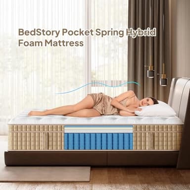 BedStory Queen Mattress Hybrid 14 Inch Plush Mattresses Gel Memory Foam & Pocket Spring Bed for Back Pain Relief, Fiberglass-Free, CertiPUR-US - Image 3