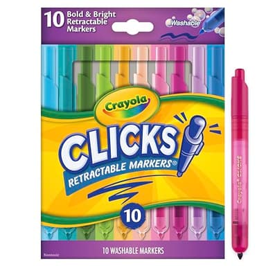 Crayola Clicks Retractable Markers - Bold (10ct), No Dry Washable Markers for Kids, Click Markers for School, Must Have Coloring Supplies, Gifts - Image 8