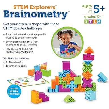 Learning Resources STEM Explorers Brainometry - 3d Puzzle, Brain Games, Brainteaser, Building Logic Toys, Gifts For Boys and Girls, Fine Motor Skills , Pattern Blocks, Math Manipulatives - Image 5