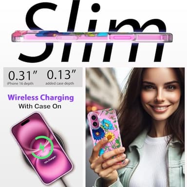 Coolwee for iPhone 16 Case for Women, with Screen Protector, Cute for Girls, 10ft Military Grade Protective Cover Slim Soft TPU Bumper for iPhone 16 Phone Case Clear Sunflower Floral - Image 6
