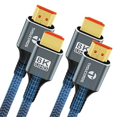 Thsucords 8K 4K HDMI Cable 1.6FT 2 Pack, High Speed Braided HDMI to HDMI 2.1 Cord Supports 8K@60Hz, 4K@120Hz 144Hz 48Gbps Compatible with Roku TV/PS5/HDTV/Blu-ray - Image 1