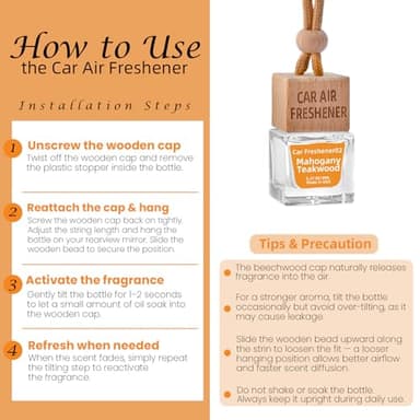 Car Air Freshener Hanging Diffuser – Long-Lasting Essential Oil Scent (Up to 60 Days) – Non-Toxic & Eco-Friendly – 2-Pack Auto Fresheners Made in USA - Image 4