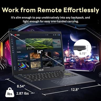 ASUS 14" FHD Laptop, Intel Pentium N6000 Processor, 4GB RAM, 224GB Storage(64GB eMMC+160GB Docking Station Set), Intel UHD Graphics, Webcam, Bluetooth, Win 11, Star Black - Image 7