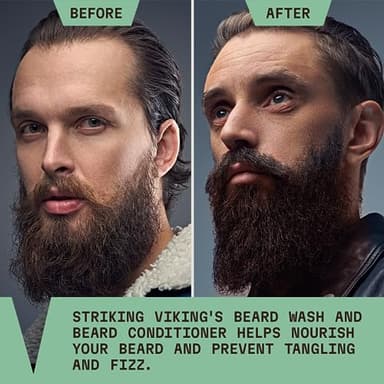 Striking Viking Beard Wash and Conditioner (Tea Tree & Biotin) - Paraben & Sulfate Free Cleansing Care for All Beard Types (10oz Per Bottle) - Image 4