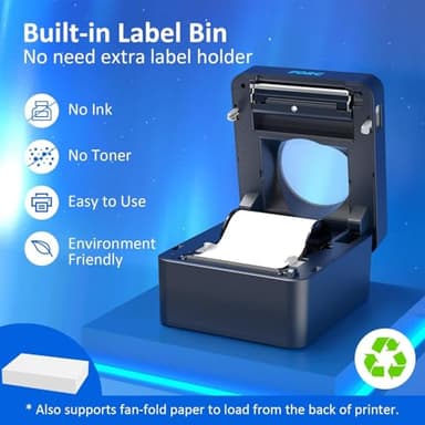 Forc Shipping Label Printer,Bluetooth Thermal Label Printer 4x6 for Small Business for Amazon,Ebay,Etsy,Shopify Shipping Packages,USPS,UPS,Support Windows, Mac, iOS, iPhone, Android(Black) - Image 4