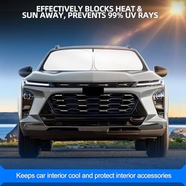 Sulagi Windshield Sun Shade for Ch-evro-let/Chevy Trax (LS/1RS/LT/2RS/ACTIV) 2024 2025 2026 Foldable Sunshade Custom Fit Front Window Car Interior Accessories Protector Blocks UV Rays - Image 6