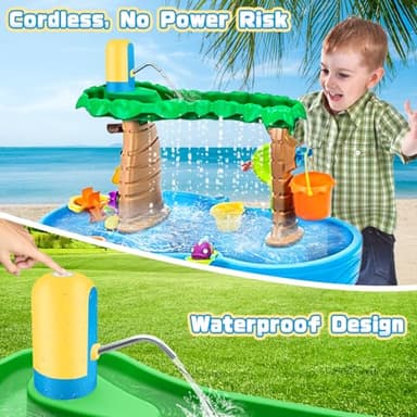 Infowush Powerful Water Table Pump, Battery Powered Water Pump for Water Table 3 Hours Non-Stop Fun Portable Summer Outdoor Sand/Water Table Toys Water Play Table Accessories for Toddlers Kids（Yellow） - Image 3
