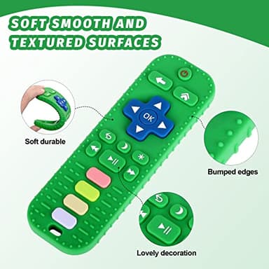 Fu Store 2 Pack Baby Teether Toy Chew Toy for Babies 0-12 Months 6-36 Months TV Remote Control Shape Teething Relief Baby Toys for Infants Developmental Soothe Babies Gums Gifts Set, Black Purple - Image 2