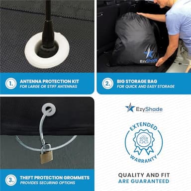 EzyShade 10-Layer SUV Car Cover Waterproof All Weather. See Vehicle Size-Chart for Accurate Fit. Outdoor Full Exterior Covers for Automobiles. Car Tarp Jeep Rav4 CRV. Black, Size S3 (See SizeChart) - Image 3