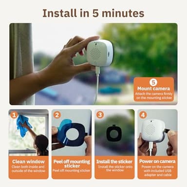 Girafit 3MP 2K Window Camera,2.4GHz&5GHz WiFi Indoor Cameras for Home Security 2 Pack with ChroMax Al Color Night Vision,Person & Motion Detection,24/7 Recording,Easy&Quick Install - Image 4