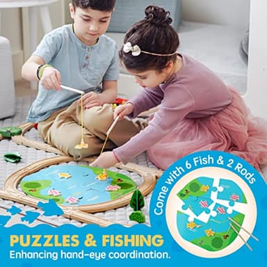 Tiny Land 110PCS Wooden Train Set – Toy Train with Tracks for Kids Ages 3-7, Compatible with Major Brands, Ideal Railway Playset for Boys and Girls, Great Birthday - Image 4