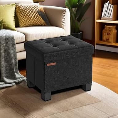SONGMICS Storage Ottoman, Small Ottoman Foot Rest with Legs, 12.6 x 15.8 x 13.2 Inches Foot Stool, Load up to 660 lb, for Living Room, Bedroom, Dorm, Ink Black ULSF012B01 - Image 6