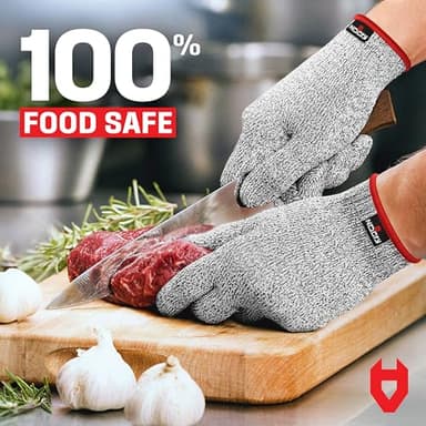 NoCry Premium Cut Resistant Gloves Food Grade — Level 5 Protection; Ambidextrous; Machine Washable; Superior Comfort and Dexterity; Lightweight — Perfect Cutting Gloves or Mandolin Glove - Image 4