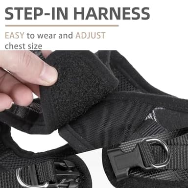 PUPTECK Adjustable Dog Harness Collar and Leash Set Step in No Pull Pet Harness for Small Medium Dogs Puppy and Cats Outdoor Walking Running, Soft Mesh Padded Reflective Vest Harnesses, Black XXS - Image 3