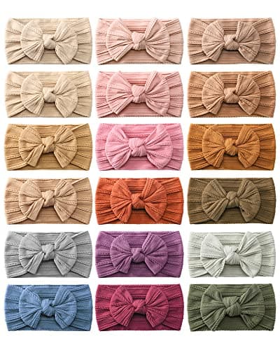 jollybows 18pcs Baby Nylon Headbands Hair Bow Elastics Hairbands Hair Accessories for Baby Girls Newborn Infant Toddlers Kid - Image 1
